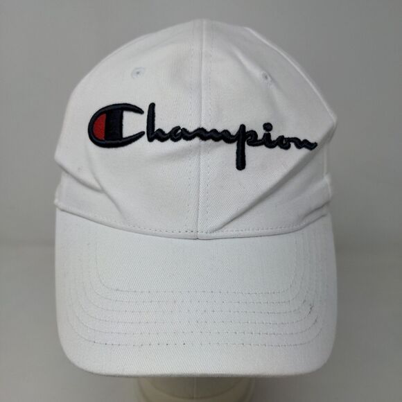 Champion Men's Slideback Hat White Size OSFM Embroidered Big Logo Cotton - Picture 2 of 11
